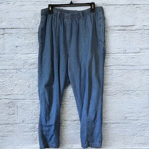 Roamans plus size pull on jeans seam down the center of each leg has a slimming